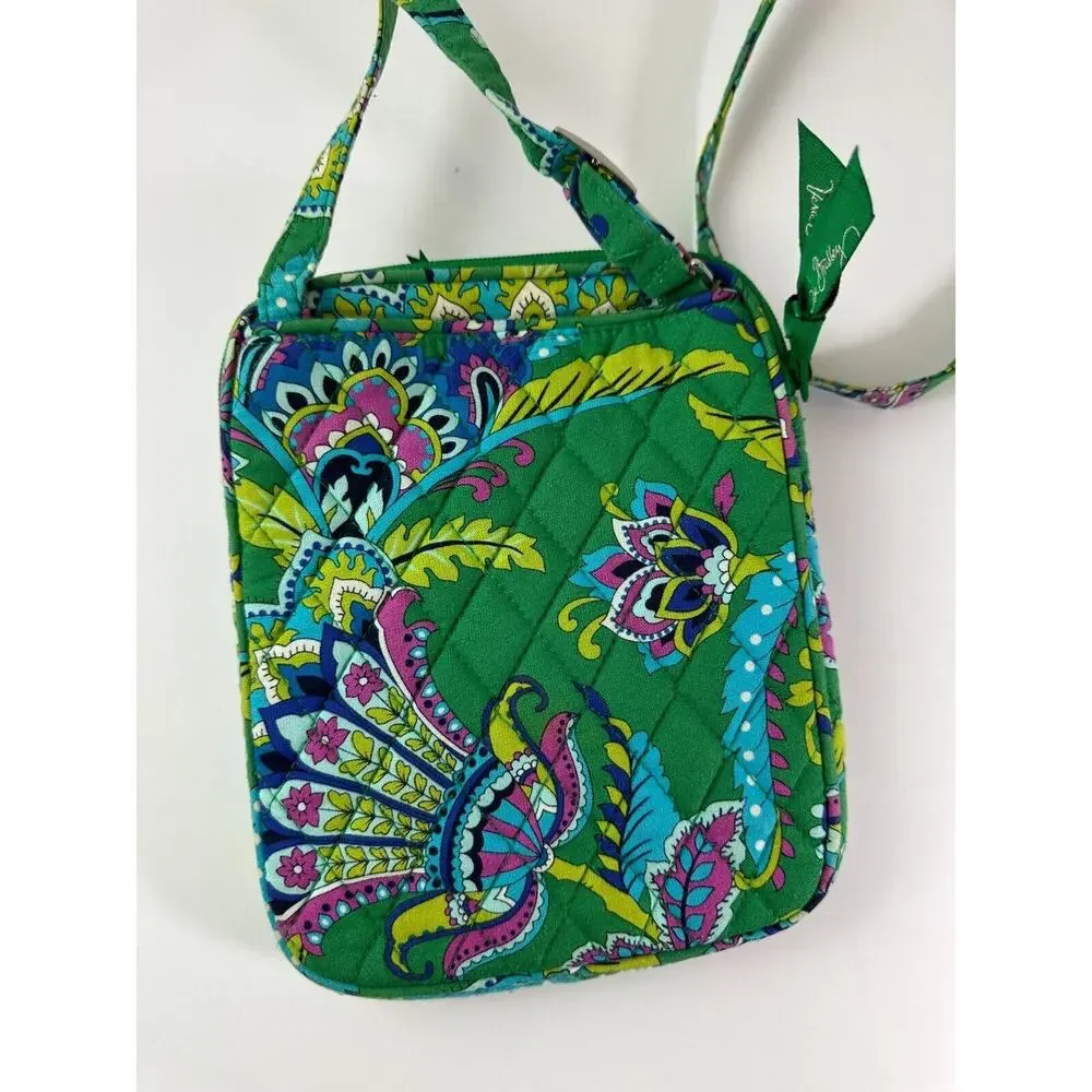 Vera Bradley Green Floral Crossbody Bag Mini Fabric Quilted Purse Adjustable - Picture 9 of 11